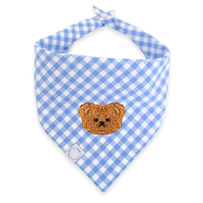 Periwinkle Blue Gingham Teddy Bear Dog Bandana