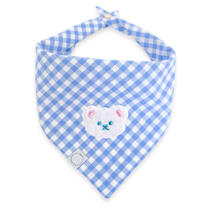 Periwinkle Blue Gingham Teddy Bear Dog Bandana