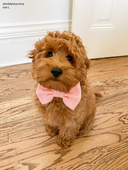 Peach Pink Linen Dog Bow Tie