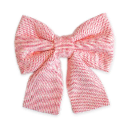 Pink Herringbone Flannel Dog Sailor Bow