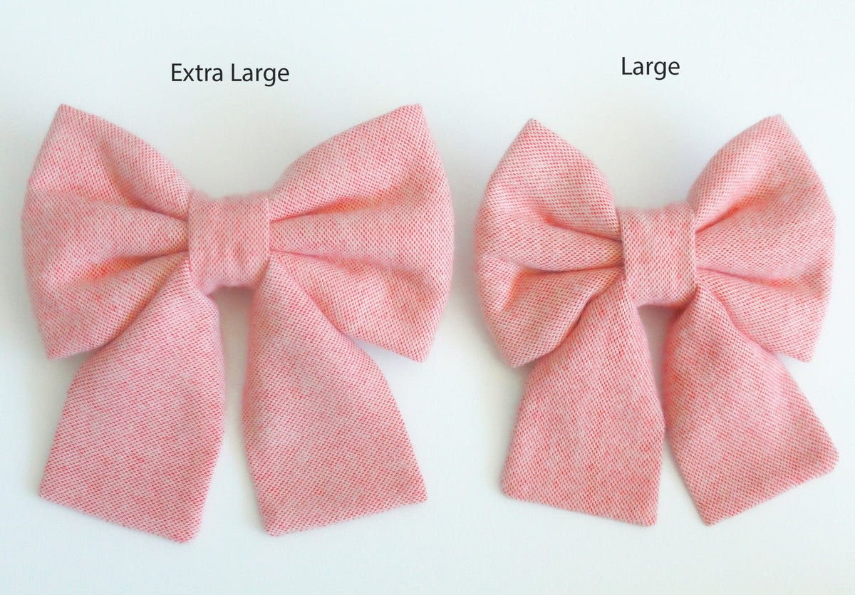 Pink Herringbone Flannel Dog Sailor Bow