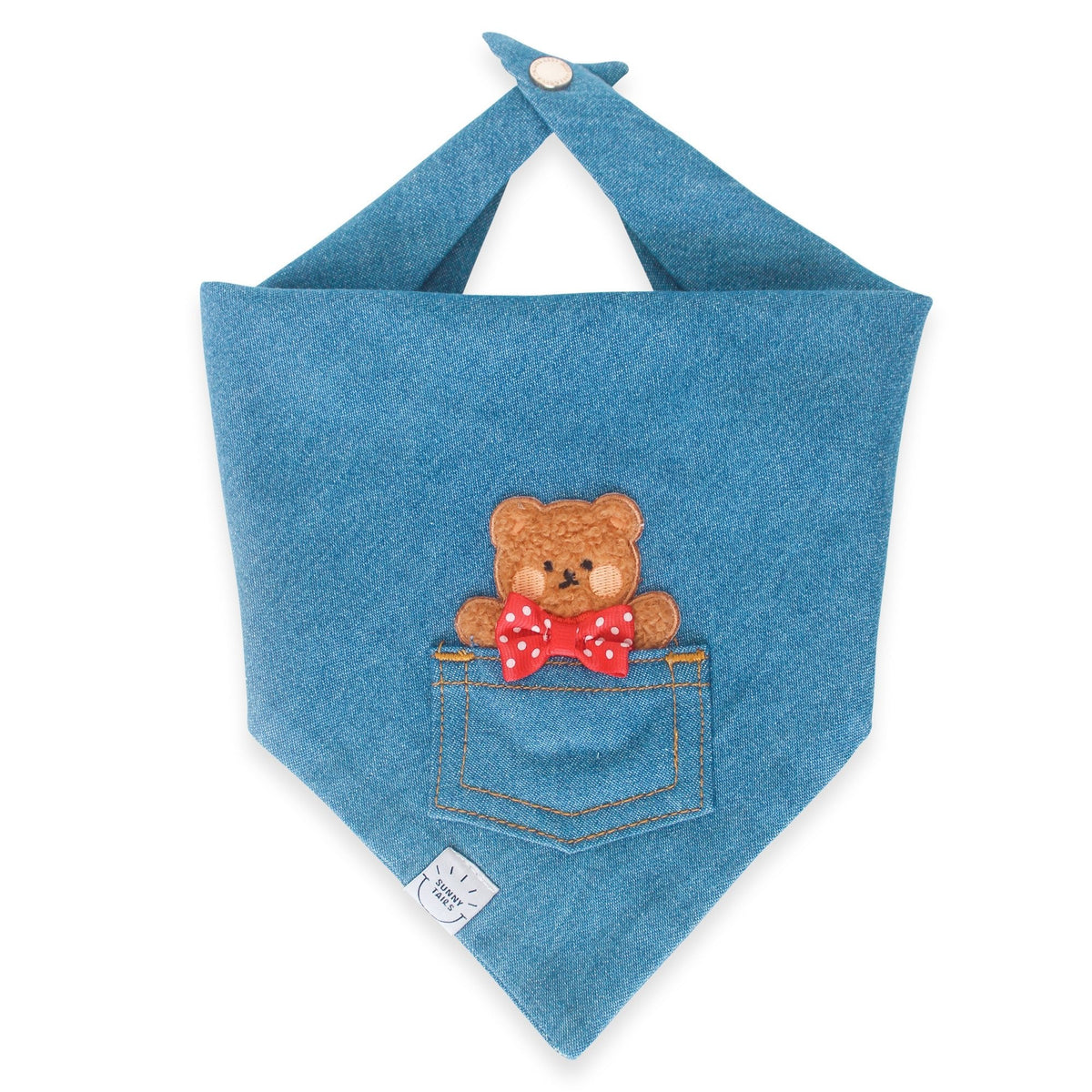Pocket Teddy Indigo Denim Dog Bandana - Brown