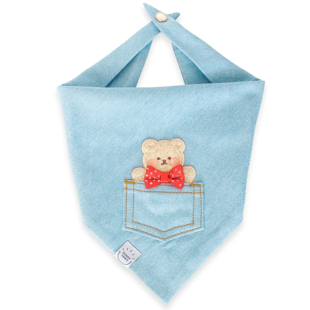 Pocket Teddy Bleached Denim Dog Bandana - Beige
