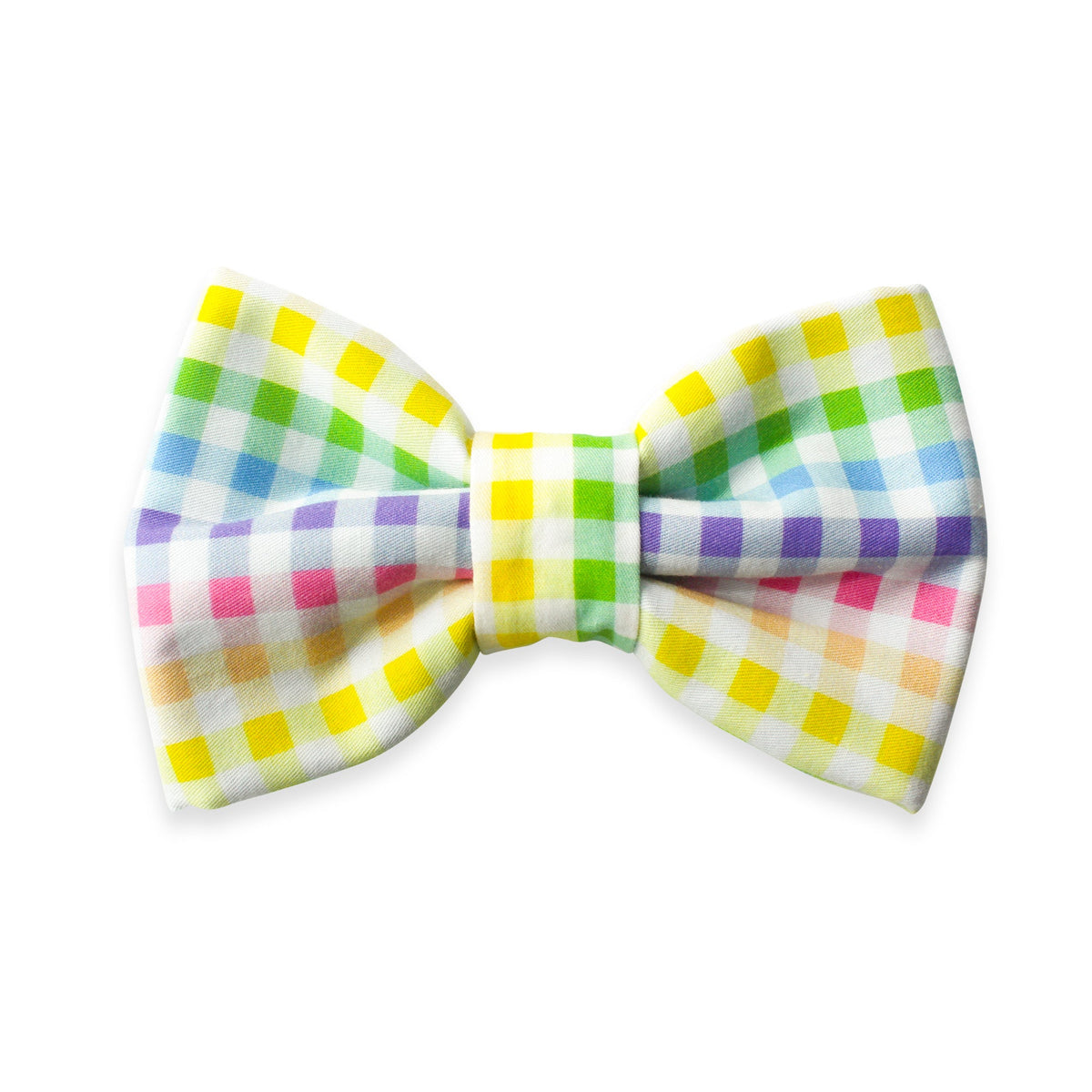 Rainbow Gingham Dog Bow Tie