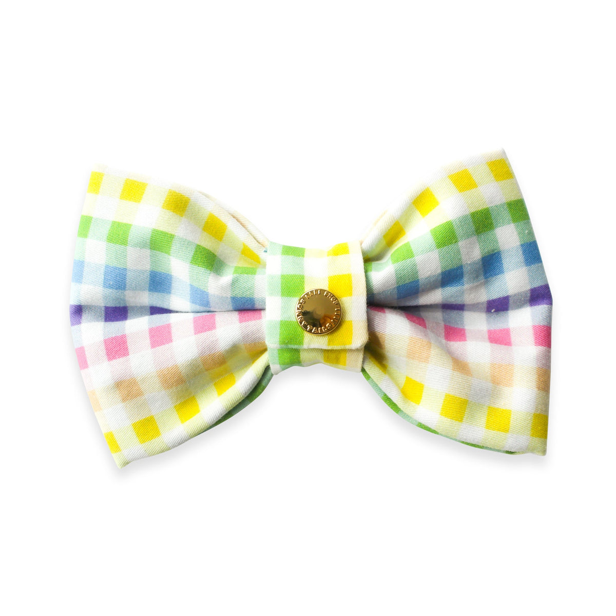 Rainbow Gingham Dog Bow Tie