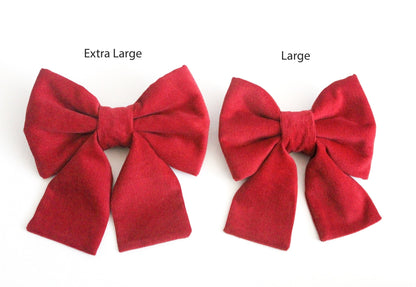 LNY Red Corduroy Dog Sailor Bow