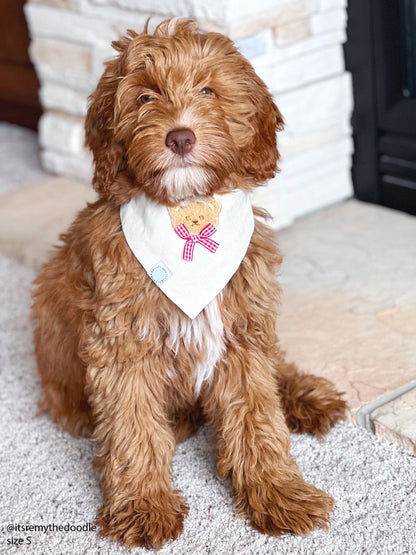 Picnic Teddy Ivory Linen Dog Bandana (Customizable)