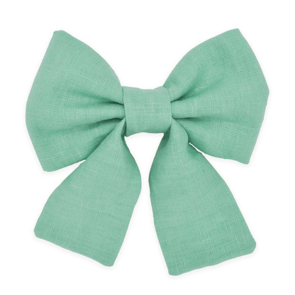 Matcha Sage Green Linen Dog Sailor Bow