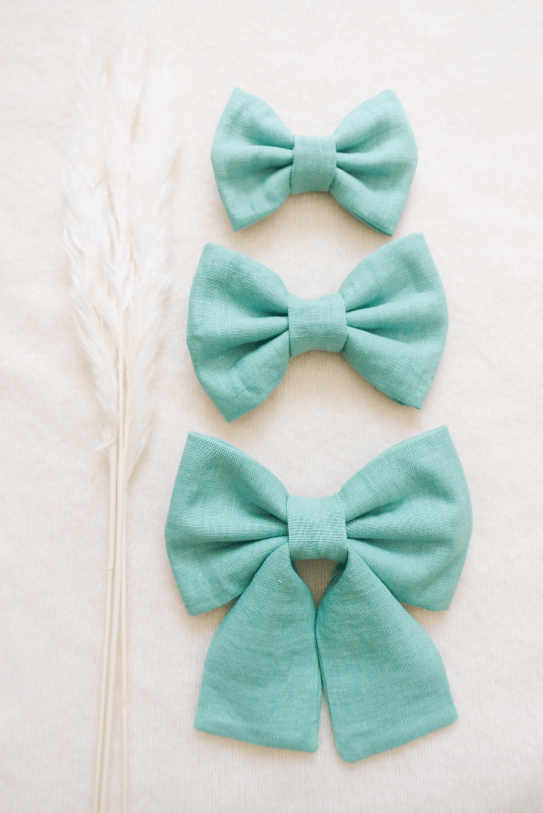 Matcha Sage Green Linen Dog Sailor Bow