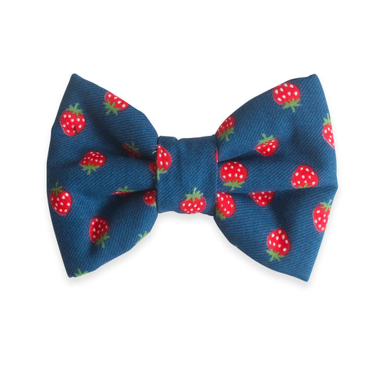 Strawberry Jeans Dog Bow Tie