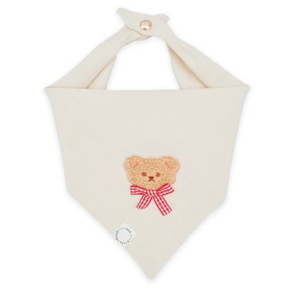 Picnic Teddy Ivory Linen Dog Bandana (Customizable)
