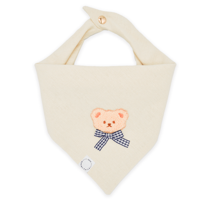 Picnic Teddy Ivory Linen Dog Bandana (Customizable)