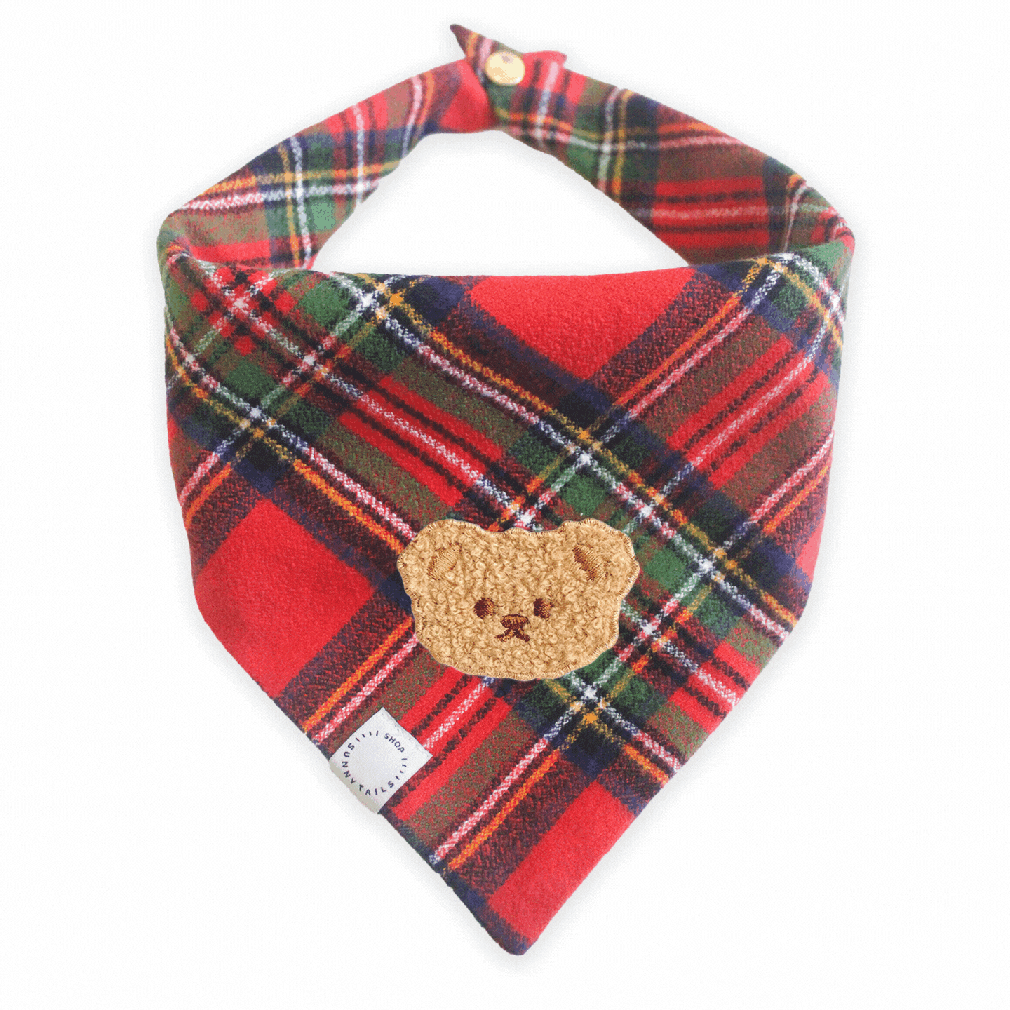 Christmas Flannel Teddy Bear Dog Bandana
