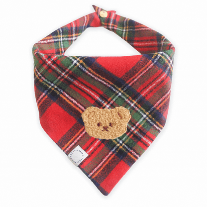 Christmas Flannel Teddy Bear Dog Bandana
