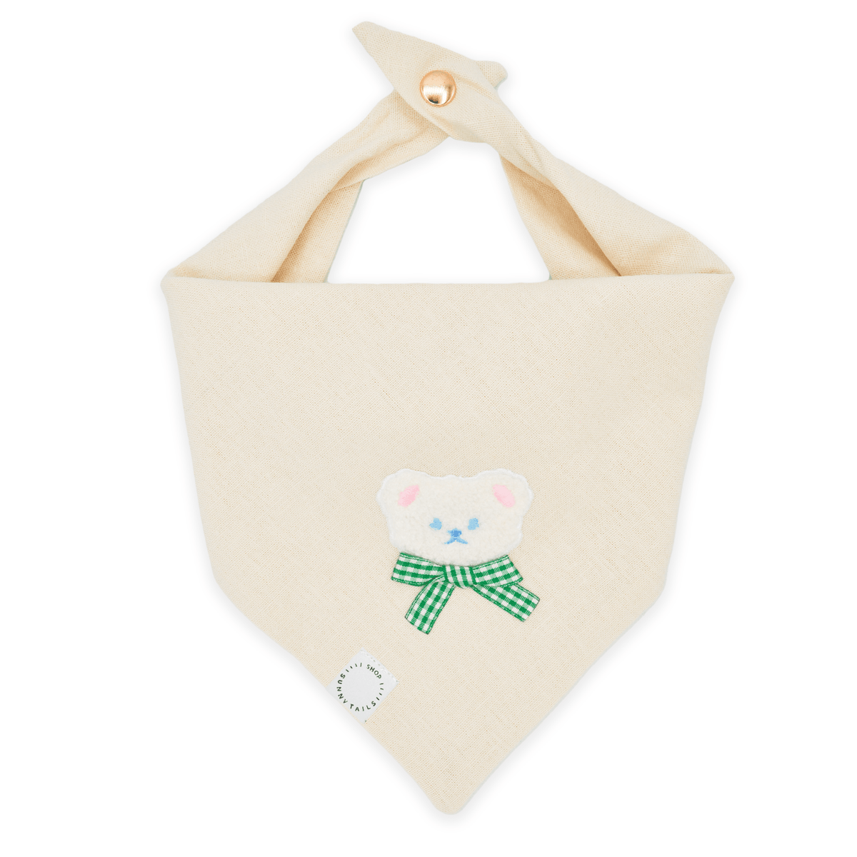 Picnic Teddy Ivory Linen Dog Bandana (Customizable)