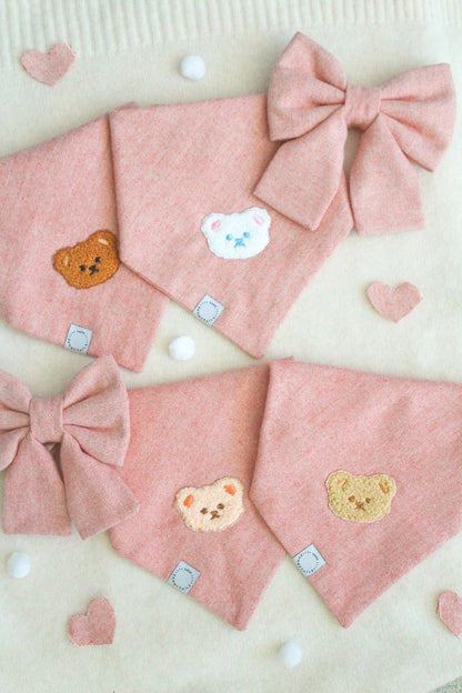 Pink Herringbone Flannel Teddy Bandana