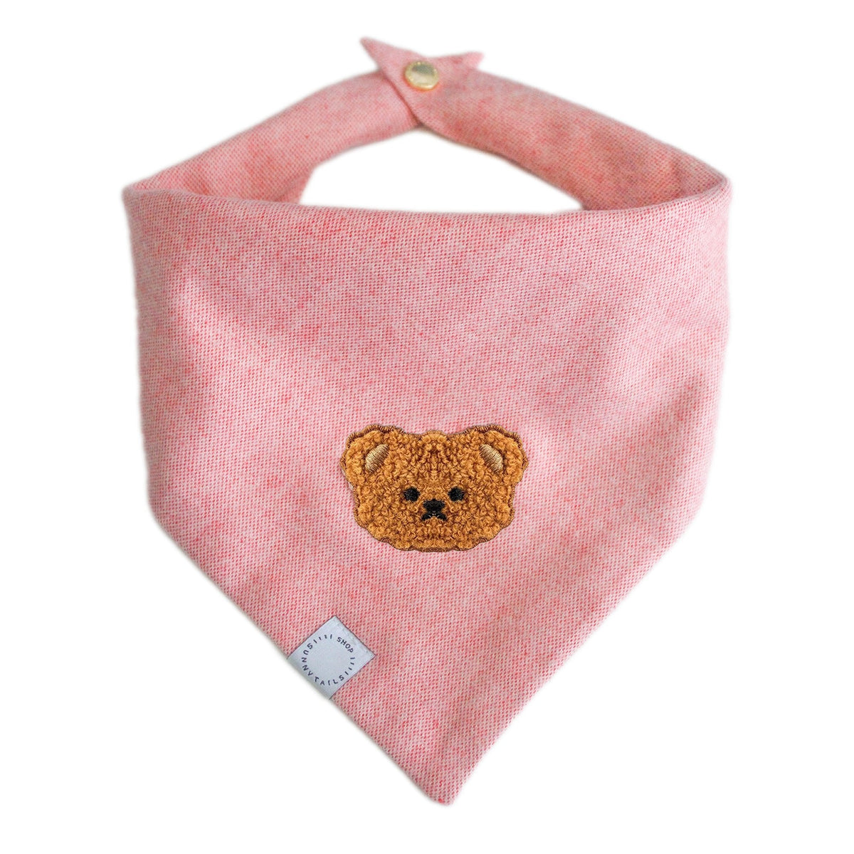Pink Herringbone Flannel Teddy Bandana