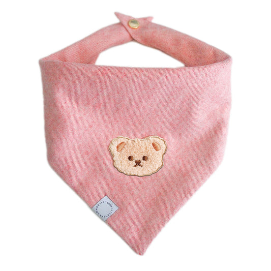 Pink Herringbone Flannel Teddy Bandana