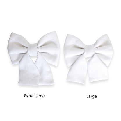 White Linen Dog Sailor Bow