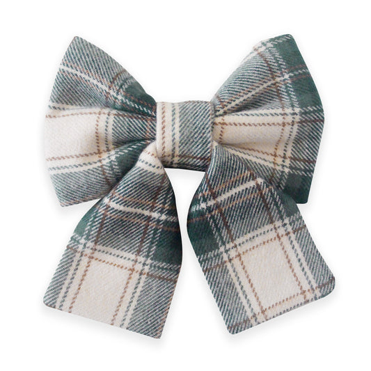 Woodland Plaid Flannel Dog Sailor Bow