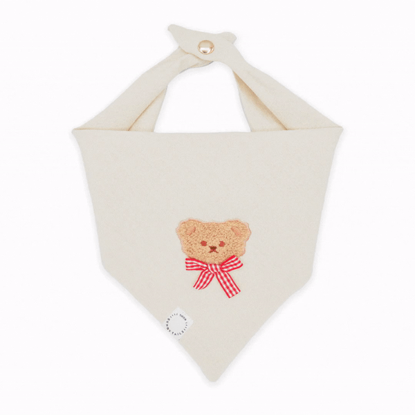Picnic Teddy Ivory Linen Dog Bandana (Customizable)